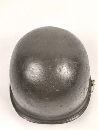 U.S. Army WWII, front seam M1 steel helmet shell. Original paint, reused by US Army after WWII