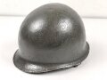 U.S. Army WWII, front seam M1 steel helmet shell. Original paint, reused by US Army after WWII