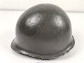 U.S. Army WWII, front seam M1 steel helmet shell. Original paint, reused by US Army after WWII
