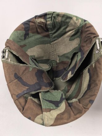 U.S. Army, M1 steel helmet . Liner sweatband dated 1983, Woodland cover dated 1982.