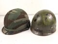U.S. Army, M1 steel helmet . Liner sweatband dated 1983, Woodland cover dated 1982.