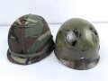 U.S. Army, M1 steel helmet . Liner sweatband dated 1983, Woodland cover dated 1982.