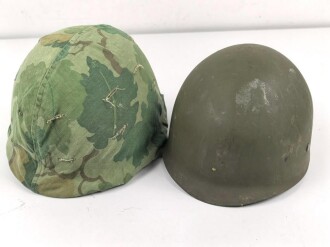 U.S. Army, M1 steel helmet with Pattern 1958 liner and Mitchell cover