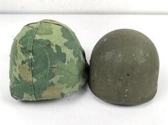 U.S. Army, M1 steel helmet with Pattern 1958 liner and Mitchell cover
