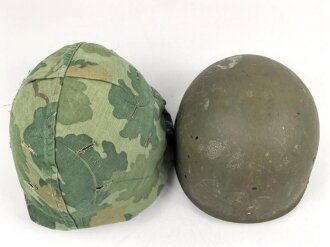 U.S. Army, M1 steel helmet with Pattern 1958 liner and Mitchell cover