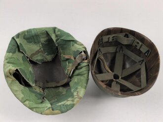 U.S. Army, M1 steel helmet with Pattern 1958 liner and Mitchell cover