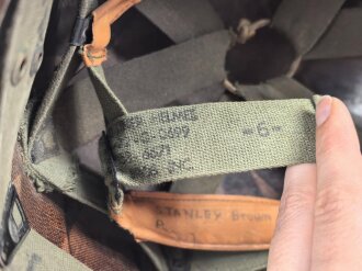 U.S. Army, M1 steel helmet with Pattern 1958 liner . Original paint