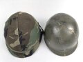 U.S. Army, M1 steel helmet . Liner sweatband dated 1985, Woodland cover dated 1982.