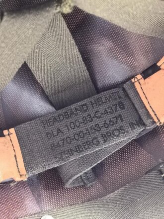 U.S. Army, M1 steel helmet . Liner sweatband dated 1983, Woodland cover dated 1984, Paratrooper chinstrap original ?.