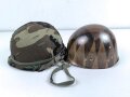 U.S. Army, M1 steel helmet . Liner sweatband dated 1983, Woodland cover dated 1984, Paratrooper chinstrap original ?.