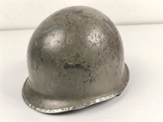 U.S. Army, M1 steel helmet shell. Front seam, fix Bale "repaired" Original paint