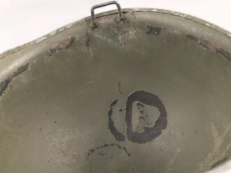 U.S. Army, M1 steel helmet shell. Front seam, fix Bale "repaired" Original paint