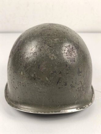 U.S. Army, M1 steel helmet shell. Front seam, fix Bale "repaired" Original paint