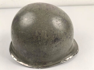 U.S. Army, M1 steel helmet shell. Front seam, fix Bale "repaired" Original paint