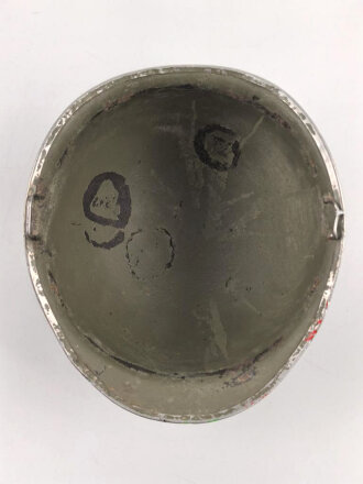 U.S. Army, M1 steel helmet shell. Front seam, fix Bale "repaired" Original paint