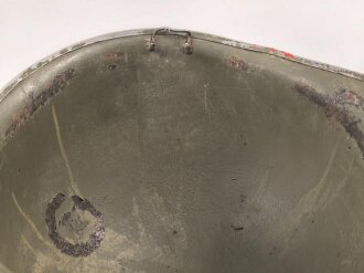 U.S. Army, M1 steel helmet shell. Front seam, fix Bale "repaired" Original paint