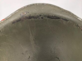 U.S. Army, M1 steel helmet shell. Front seam, fix Bale "repaired" Original paint
