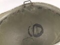 U.S. Army, M1 steel helmet shell. Front seam, fix Bale "repaired" Original paint