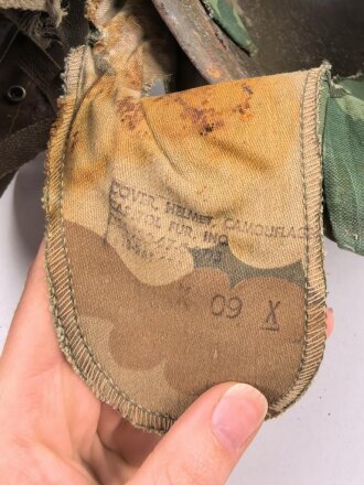 U.S. Army, Vietnam war paratrooper helmet. Mitchell cover dated 1967, uncleaned