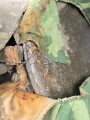 U.S. Army, Vietnam war paratrooper helmet. Mitchell cover dated 1967, uncleaned