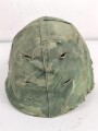 U.S. Army, Vietnam war paratrooper helmet. Mitchell cover dated 1967, uncleaned