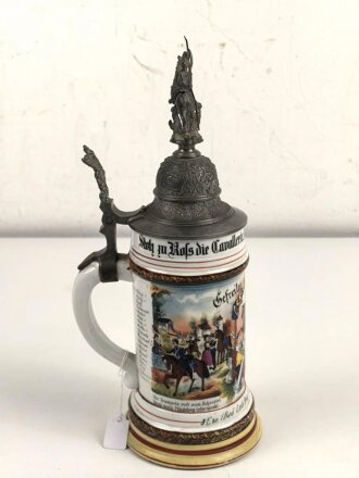 Baden, Reservistenkrug eines Angehörigen im " Badischen Leib Dragoner Regiment No 20. Karlsruhe"  Guter Gesamtzustand, ungereinigt