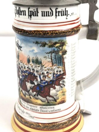 Baden, Reservistenkrug eines Angehörigen im " Badischen Leib Dragoner Regiment No 20. Karlsruhe"  Guter Gesamtzustand, ungereinigt