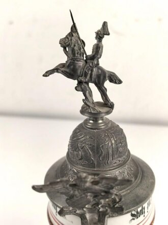 Baden, Reservistenkrug eines Angehörigen im " Badischen Leib Dragoner Regiment No 20. Karlsruhe"  Guter Gesamtzustand, ungereinigt