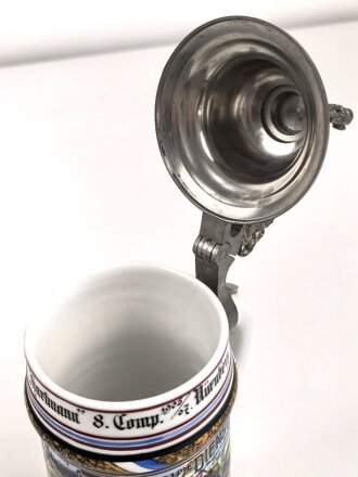 Bayern, Reservistenkrug eines Angehörigen " Königlich bayrisches 14 Infanterie Regiment Kartmann, 8. Comp. Nürnberg" Guter Gesamtzustand, ungereinigt