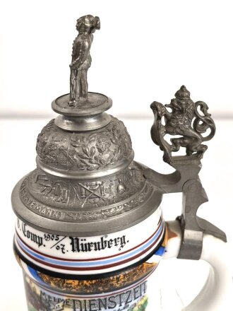 Bayern, Reservistenkrug eines Angehörigen " Königlich bayrisches 14 Infanterie Regiment Kartmann, 8. Comp. Nürnberg" Guter Gesamtzustand, ungereinigt