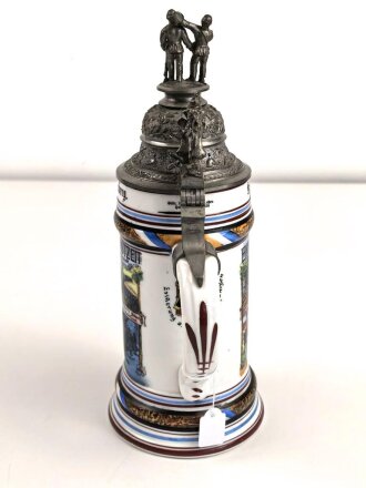 Bayern, Reservistenkrug eines Angehörigen " Königlich bayrisches 14 Infanterie Regiment Kartmann, 8. Comp. Nürnberg" Guter Gesamtzustand, ungereinigt