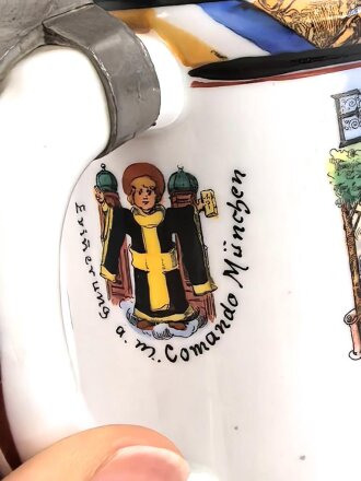 Bayern, Reservistenkrug eines Angehörigen " Königlich bayrisches 14 Infanterie Regiment Kartmann, 8. Comp. Nürnberg" Guter Gesamtzustand, ungereinigt