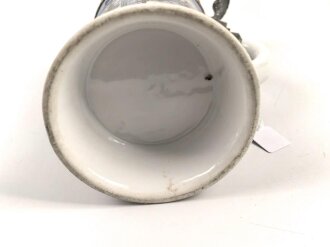 Preussen, Reservistenkrug eines Angehörigen im " Schlesischen Dragoner Regiment No 15 Hagenau"  Guter Gesamtzustand, der Reiter hat einen seitlichen Schlag abbekommen, die Lanze "kreativ" ersetzt