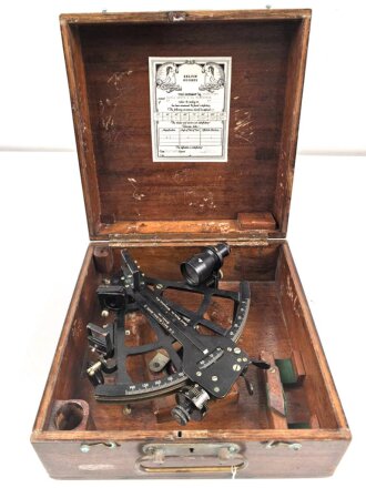 U.S. Navy, 1941 dated Sextant Mark II. Good condition, in case. 1992 tested by "Kalvin Hughes"