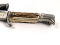 Extraseitengewehr KS98 Wehrmacht. Hersteller E.Pack Solingen. Variante mit Hirschhorngriffschalen, Scheide Originallack