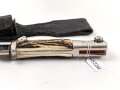 Extraseitengewehr KS98 Wehrmacht. Hersteller WKC. Variante mit Hirschhorngriffschalen, Scheide Originallack, im Lacklederkoppelschuh