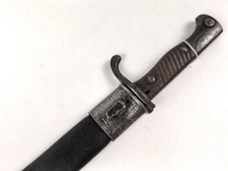 1.Weltkrieg Preussen, Seitengewehr 98/05 alter Art mit Säge. Kammerstück von 1914, gereinigt