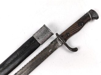 1.Weltkrieg Preussen, Seitengewehr 98/05 alter Art mit Säge. Kammerstück von 1914, gereinigt