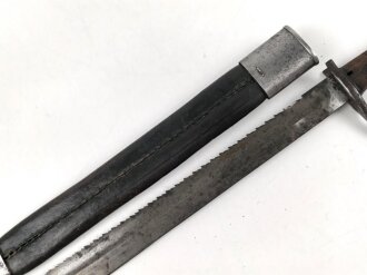 1.Weltkrieg Preussen, Seitengewehr 98/05 alter Art mit Säge. Kammerstück von 1914, gereinigt