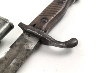 1.Weltkrieg Preussen, Seitengewehr 98/05 alter Art mit Säge. Kammerstück von 1914, gereinigt
