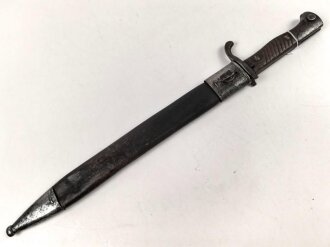 1.Weltkrieg Preussen, Seitengewehr 98/05 alter Art mit Säge. Kammerstück von 1914, gereinigt