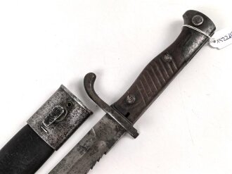 1.Weltkrieg Preussen, Seitengewehr 98/05 alter Art mit Säge. Kammerstück von 1914, gereinigt