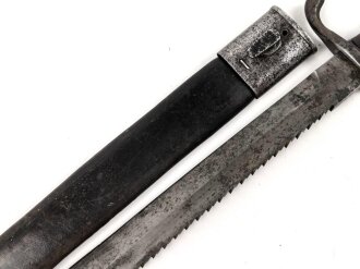 1.Weltkrieg Preussen, Seitengewehr 98/05 alter Art mit Säge. Kammerstück von 1914, gereinigt
