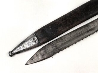 1.Weltkrieg Preussen, Seitengewehr 98/05 alter Art mit Säge. Kammerstück von 1914, gereinigt