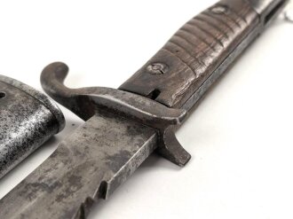 1.Weltkrieg Preussen, Seitengewehr 98/05 alter Art mit Säge. Kammerstück von 1914, gereinigt