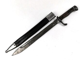 1.Weltkrieg Preussen, Seitengewehr 98/05 alter Art mit Säge. Kammerstück von 1914, gereinigt