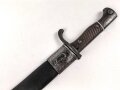 1.Weltkrieg Preussen, Seitengewehr 98/05 alter Art mit Säge. Kammerstück von 1914, gereinigt