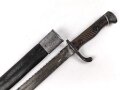 1.Weltkrieg Preussen, Seitengewehr 98/05 alter Art mit Säge. Kammerstück von 1914, gereinigt