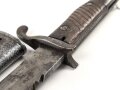 1.Weltkrieg Preussen, Seitengewehr 98/05 alter Art mit Säge. Kammerstück von 1914, gereinigt