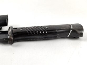 Seitengewehr M84/98 für K98 der Wehrmacht. Nummerngleiches Stück Coppel 1940. Die Scheide überlackiert